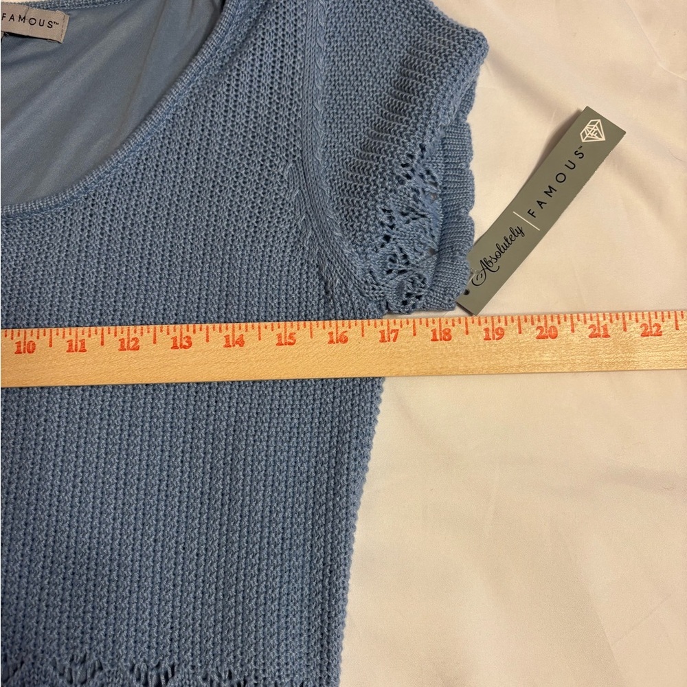 Absolutely Famous Blue Crochet Knit Lined Midi Dress XL NWT - Picture 4 of 7